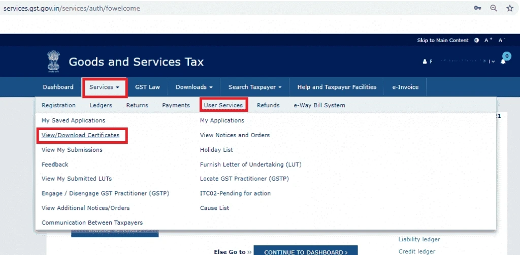 Click on the service tab